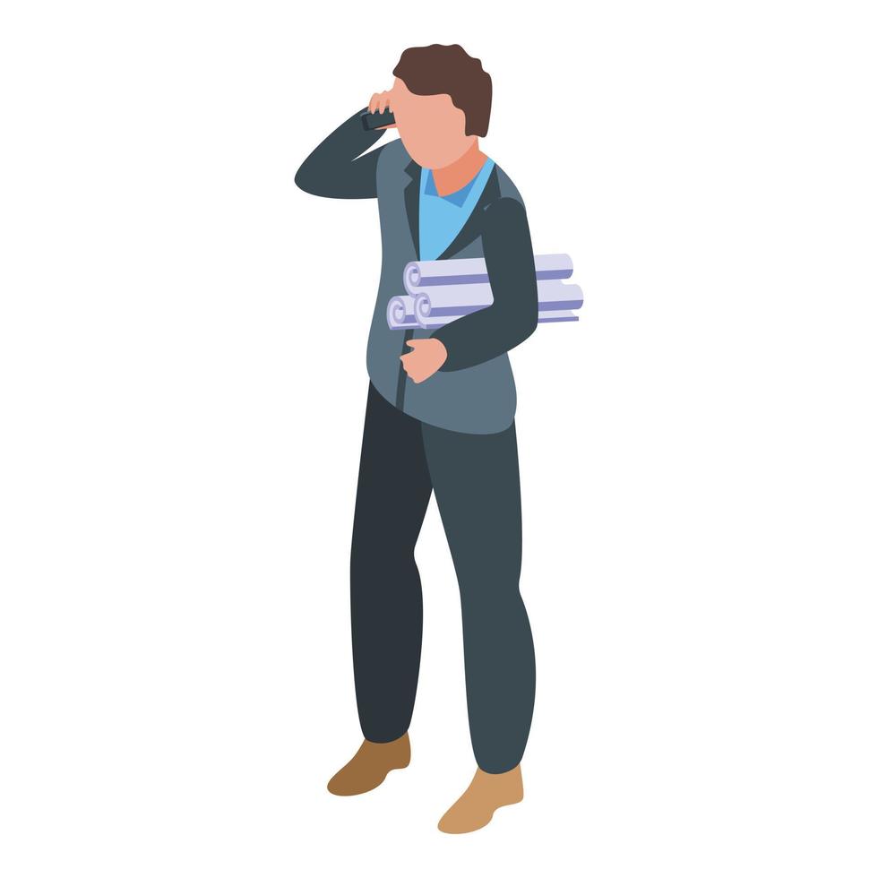 Property agent icon, isometric style vector