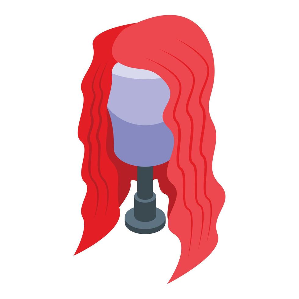 Red wig icon, isometric style vector