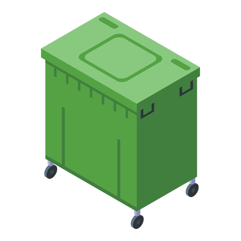 Green dumpster icon, isometric style vector