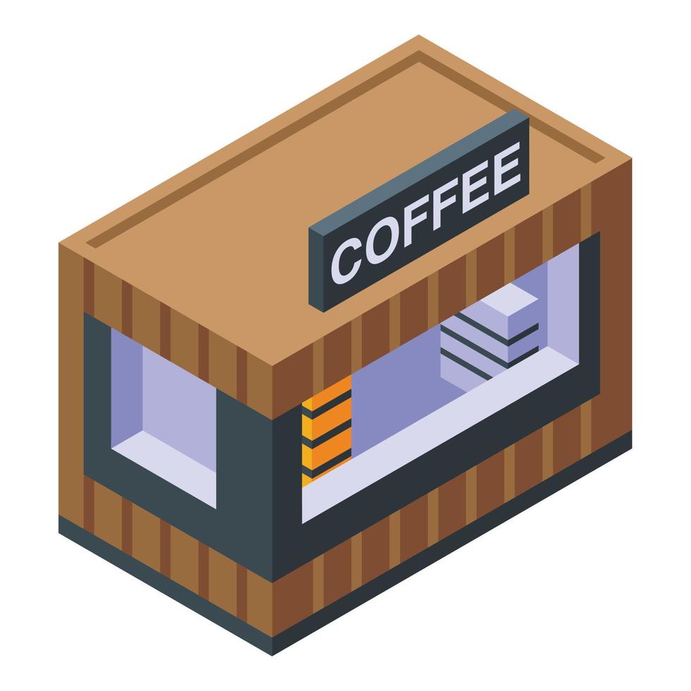 Coffee street cart icon, isometric style vector