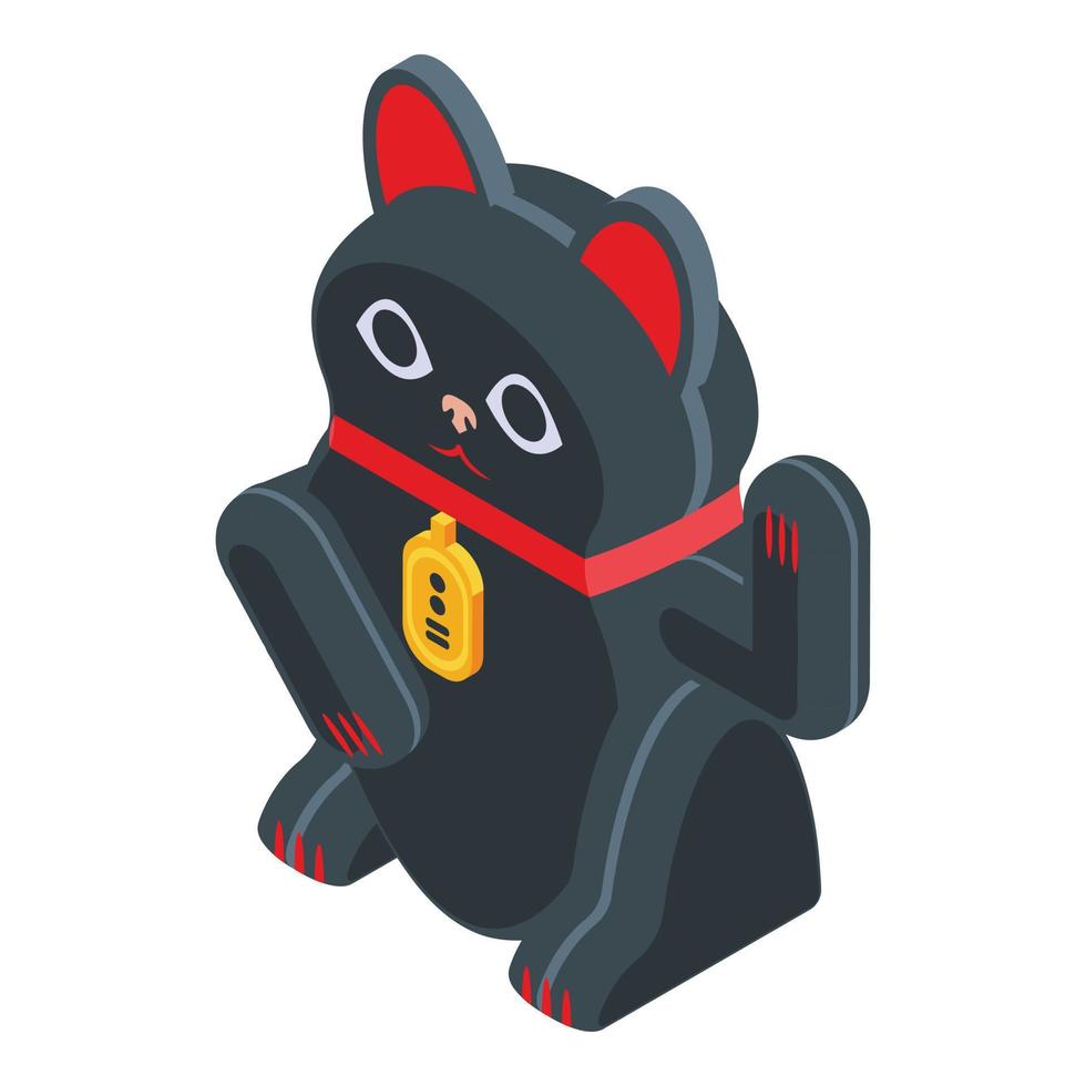 Asian lucky cat icon, isometric style vector