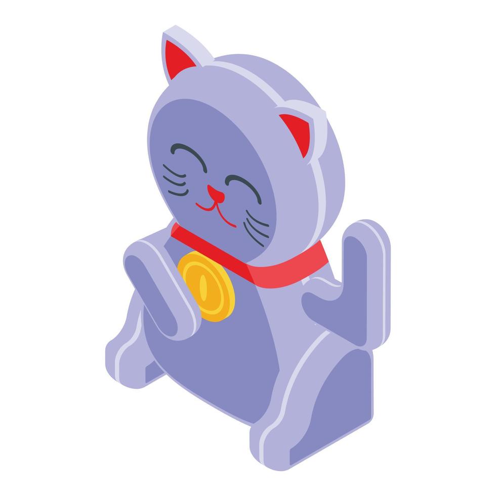 Traditional lucky cat icon, isometric style vector