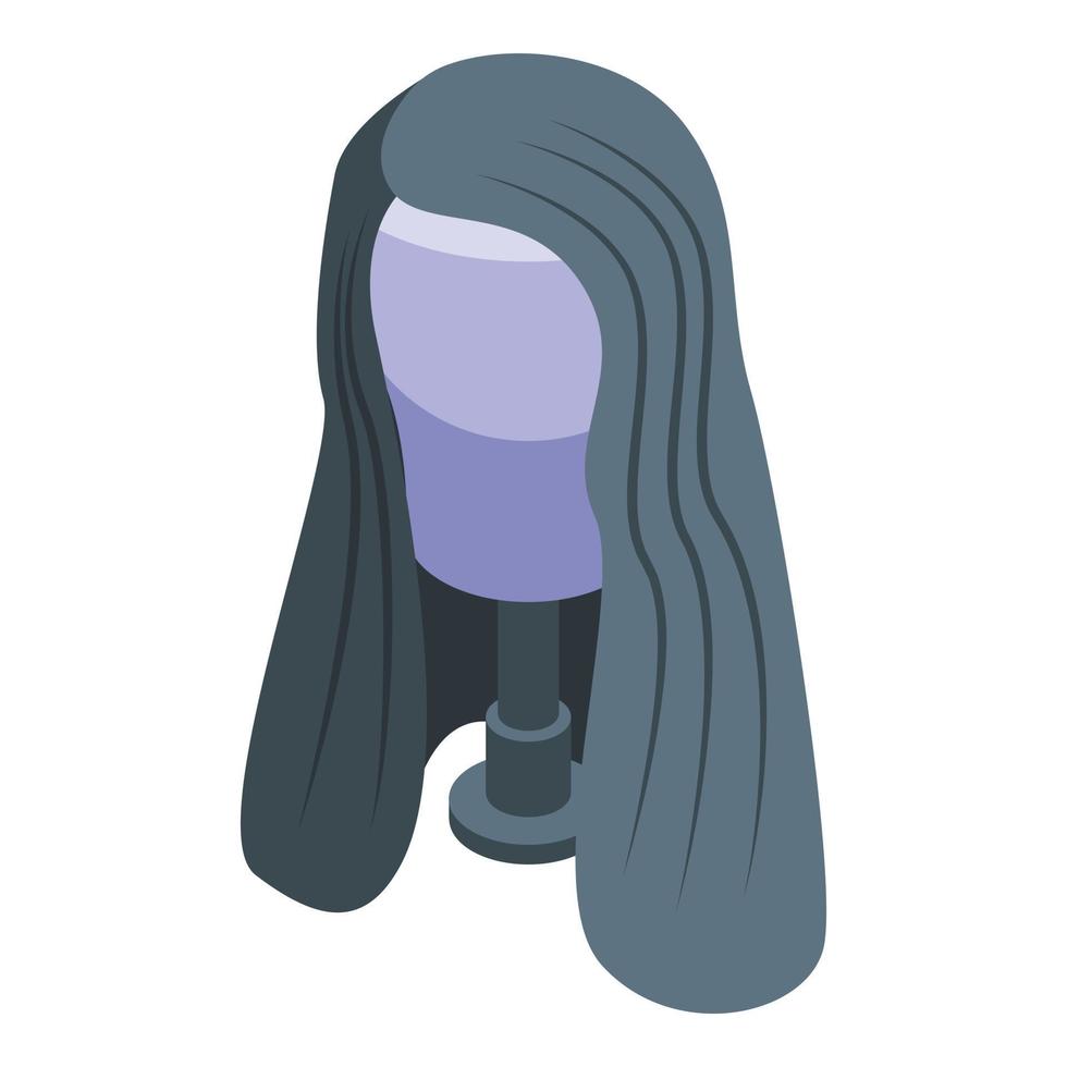 Long hair wig icon, isometric style vector