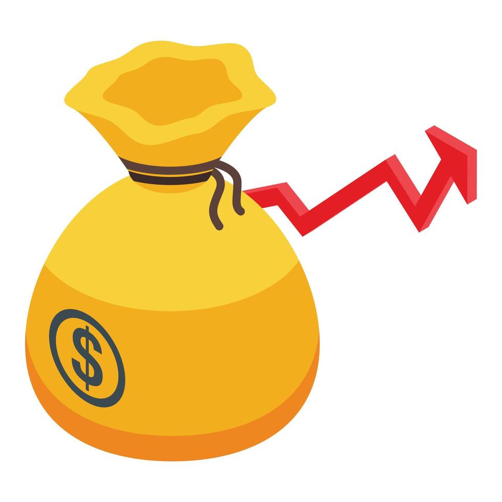 Increase money icon, isometric style vector