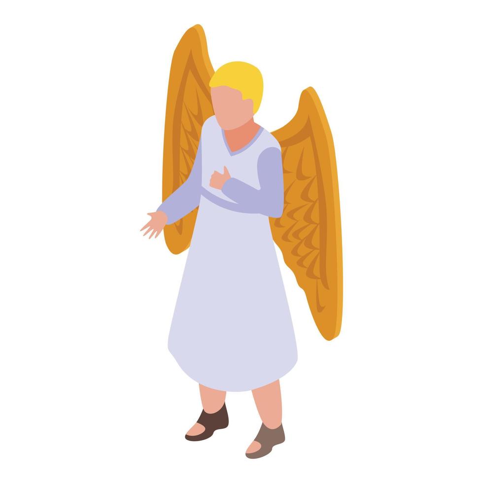 icono de ángel de vacaciones, estilo isométrico vector