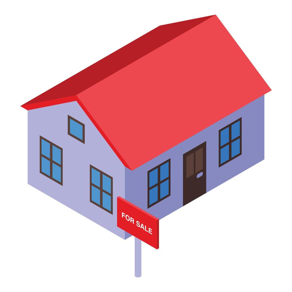 Estate agent house icon, isometric style vector