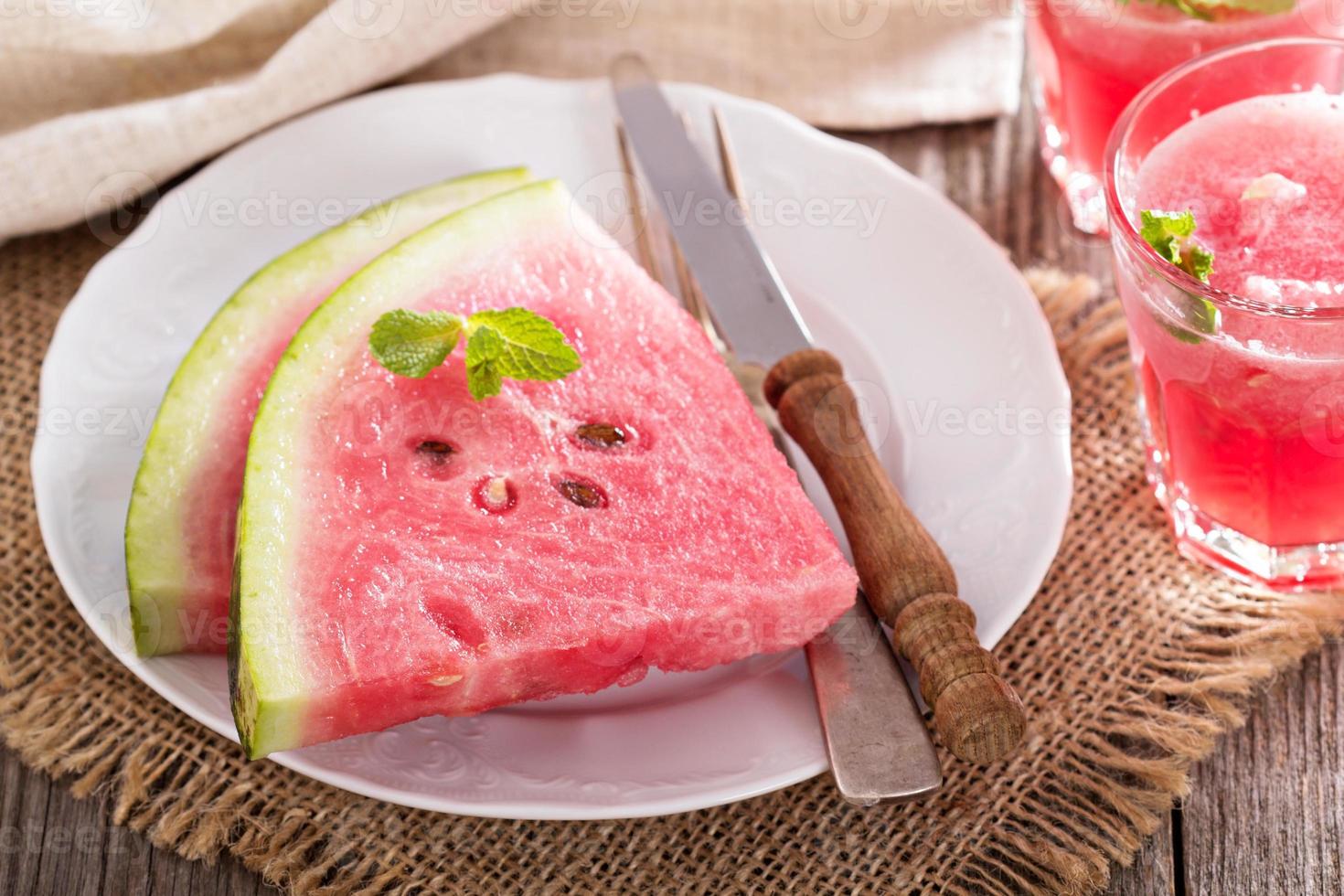 Watermelon slices on a plate photo