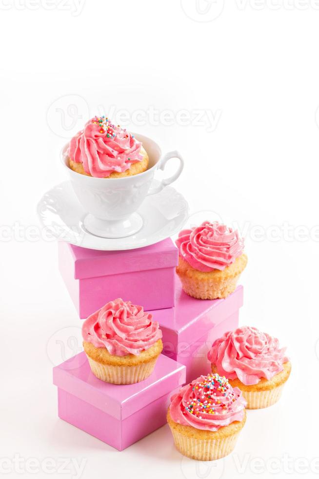 Cupcakes with frosting and sprinkles photo