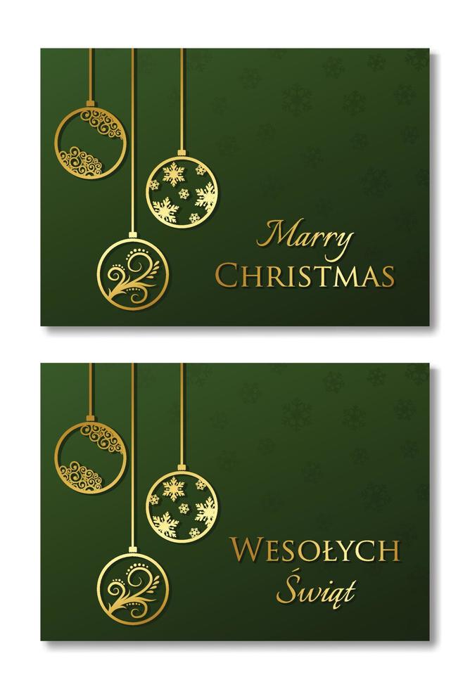 Christmas card. Gold christmas balls. Vector design.