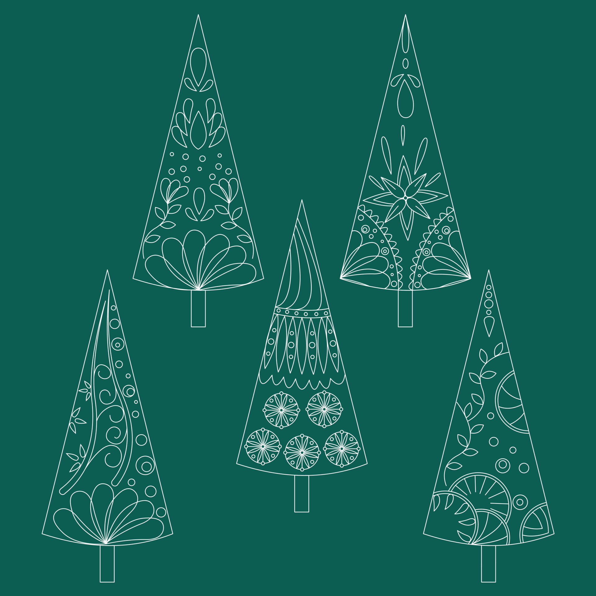 Set of Christmas trees. Coloring page 15690876 Vector Art at Vecteezy