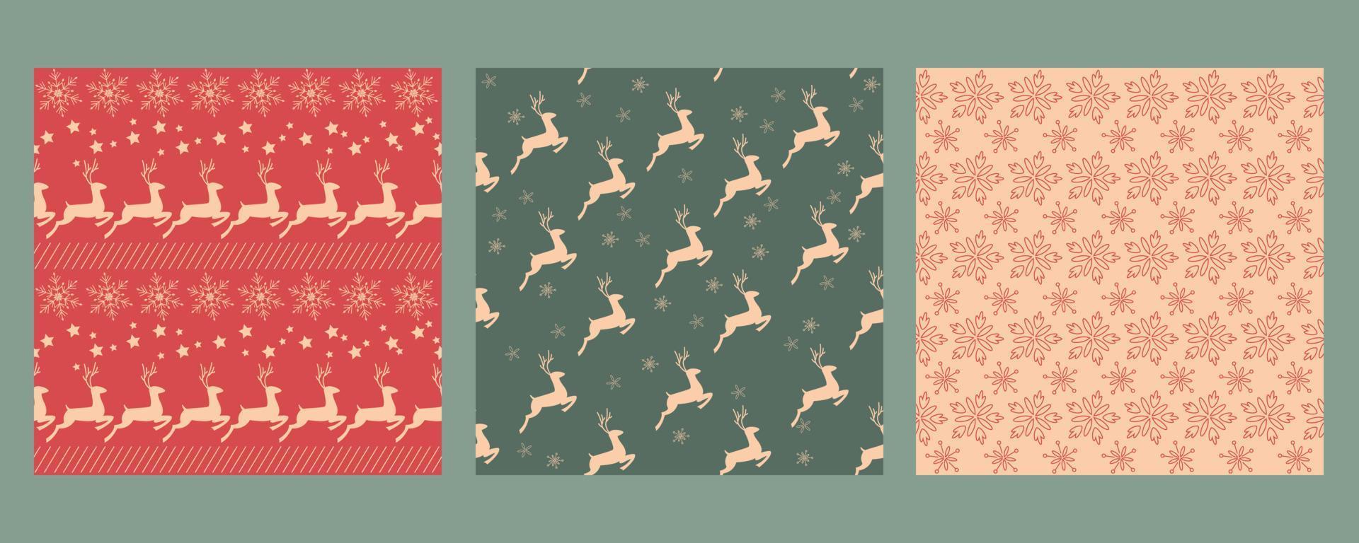 Set of Christmas and New Year seamless pattern vector