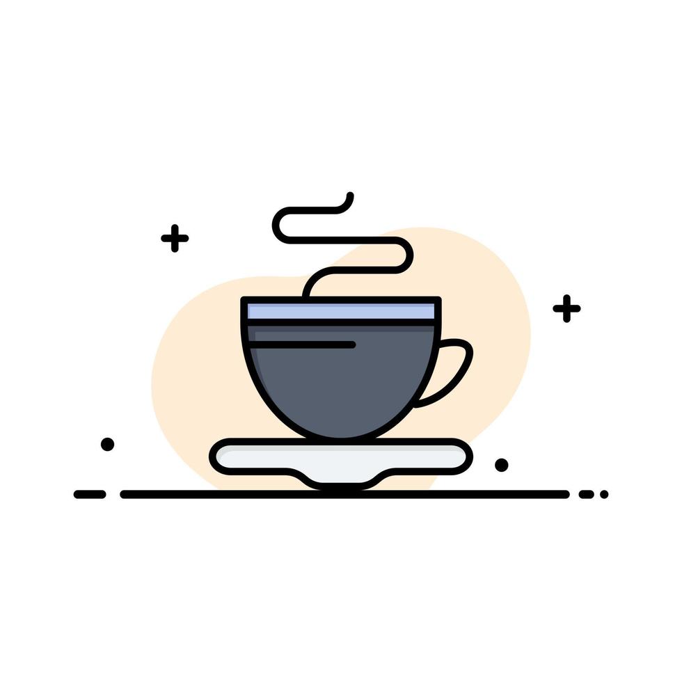 Tea Cup Coffee Hotel  Business Flat Line Filled Icon Vector Banner Template
