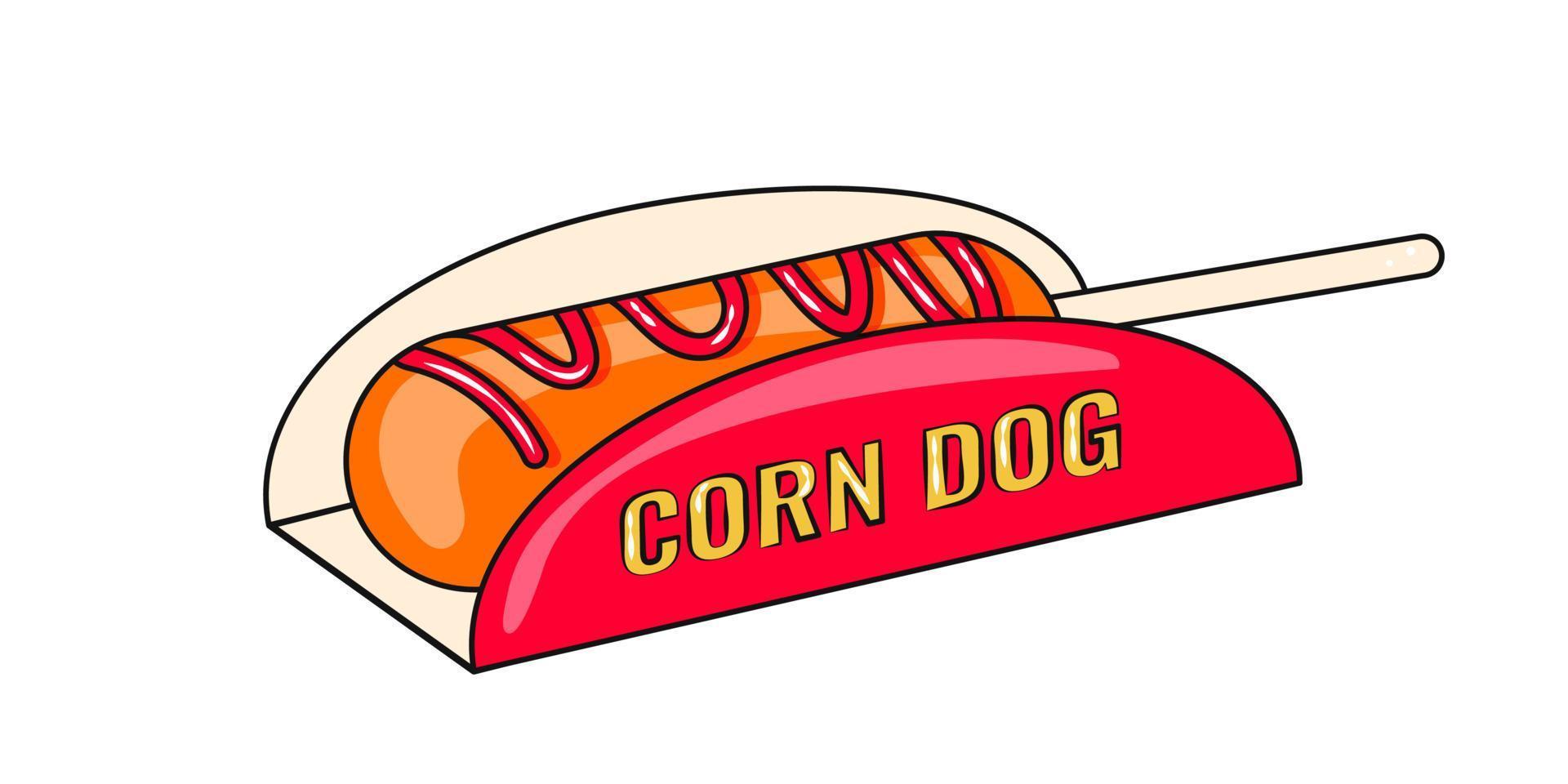 Corn Dog with Ketchup Street Asian Takeaway Food vector