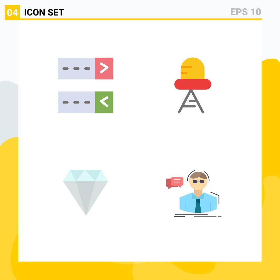 4 Flat Icon concept for Websites Mobile and Apps login gam diode diamond student Editable Vector Design Elements