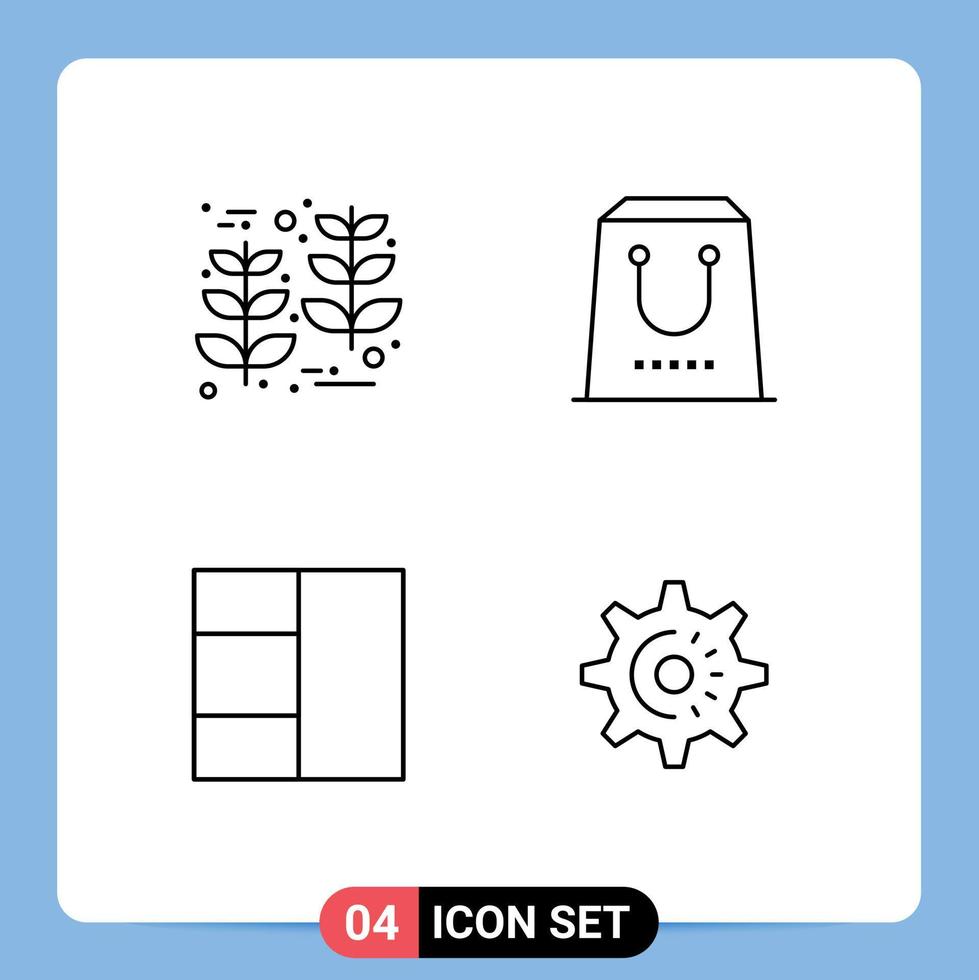 4 Line concept for Websites Mobile and Apps grain grid wheat e cog Editable Vector Design Elements