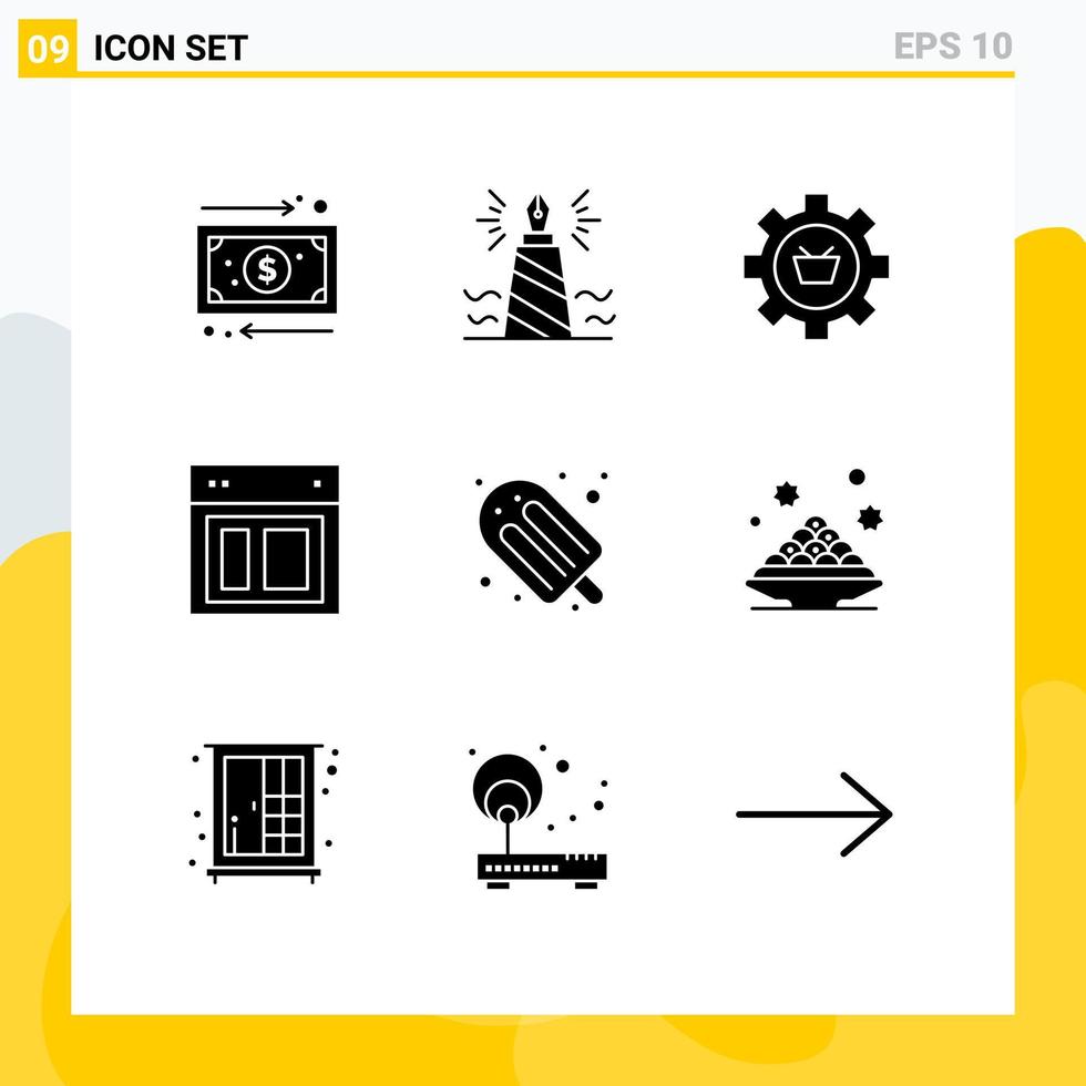 9 Universal Solid Glyph Signs Symbols of site design edit setting commerce Editable Vector Design Elements