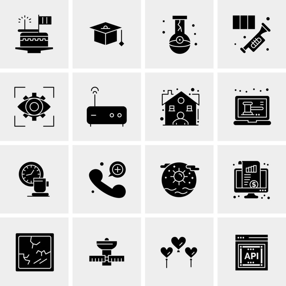 16 iconos de negocios universales vector ilustración de icono creativo para usar en proyectos relacionados con la web y dispositivos móviles