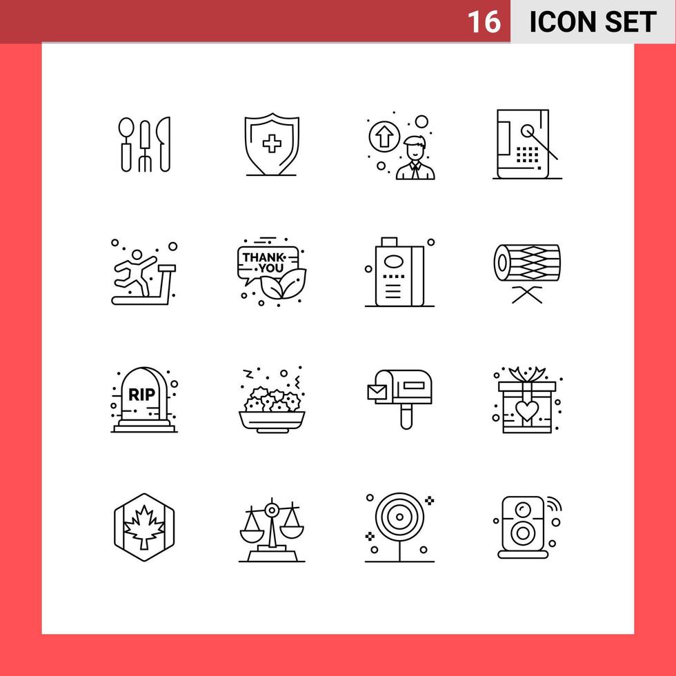 Set of 16 Modern UI Icons Symbols Signs for gym paint personal up gradation development coding Editable Vector Design Elements