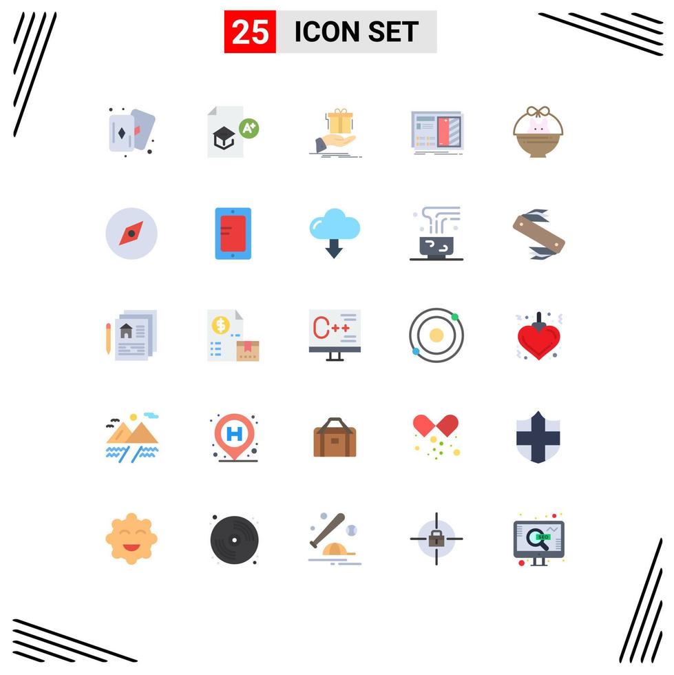 Set of 25 Modern UI Icons Symbols Signs for prototype drawing gift design birthday Editable Vector Design Elements