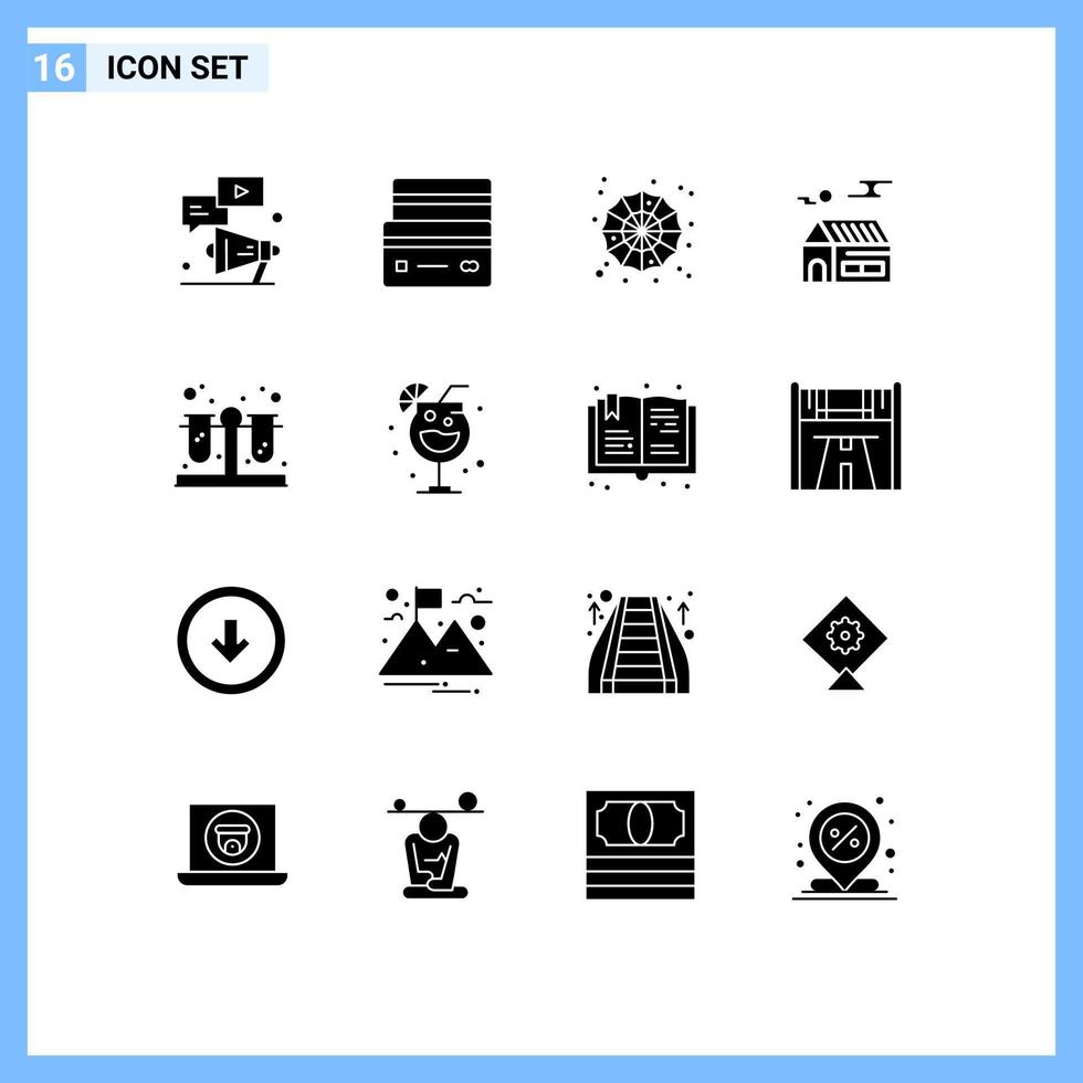 Pictogram Set of 16 Simple Solid Glyphs of real estate house payment home spider web Editable Vector Design Elements