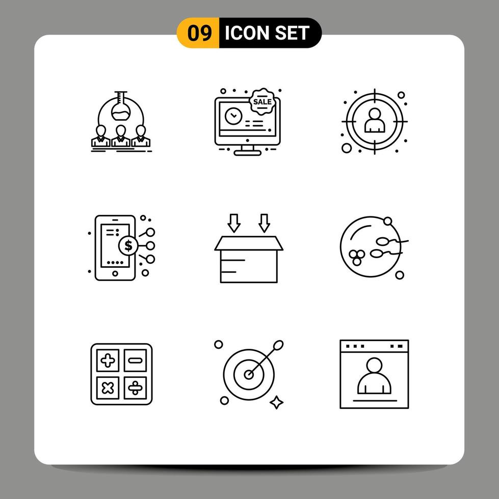9 Outline concept for Websites Mobile and Apps share business discount digital target Editable Vector Design Elements