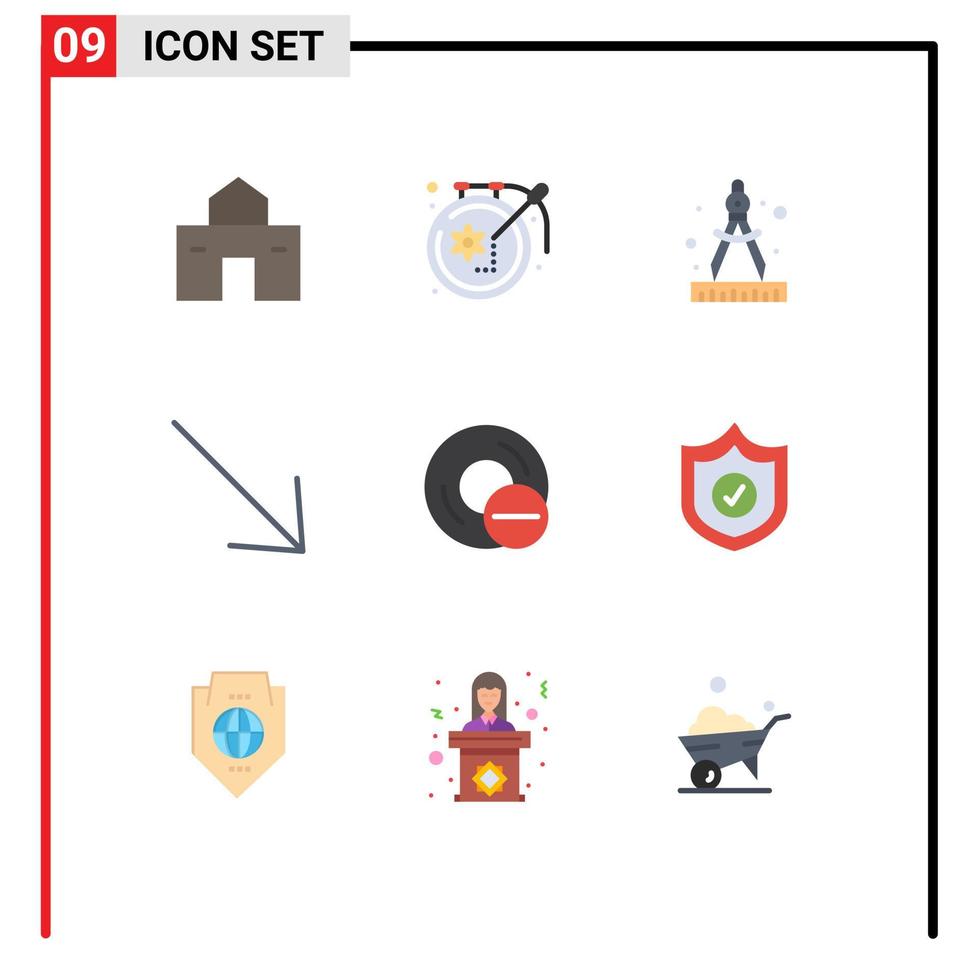 Modern Set of 9 Flat Colors Pictograph of disc computers hobbies u arrow Editable Vector Design Elements