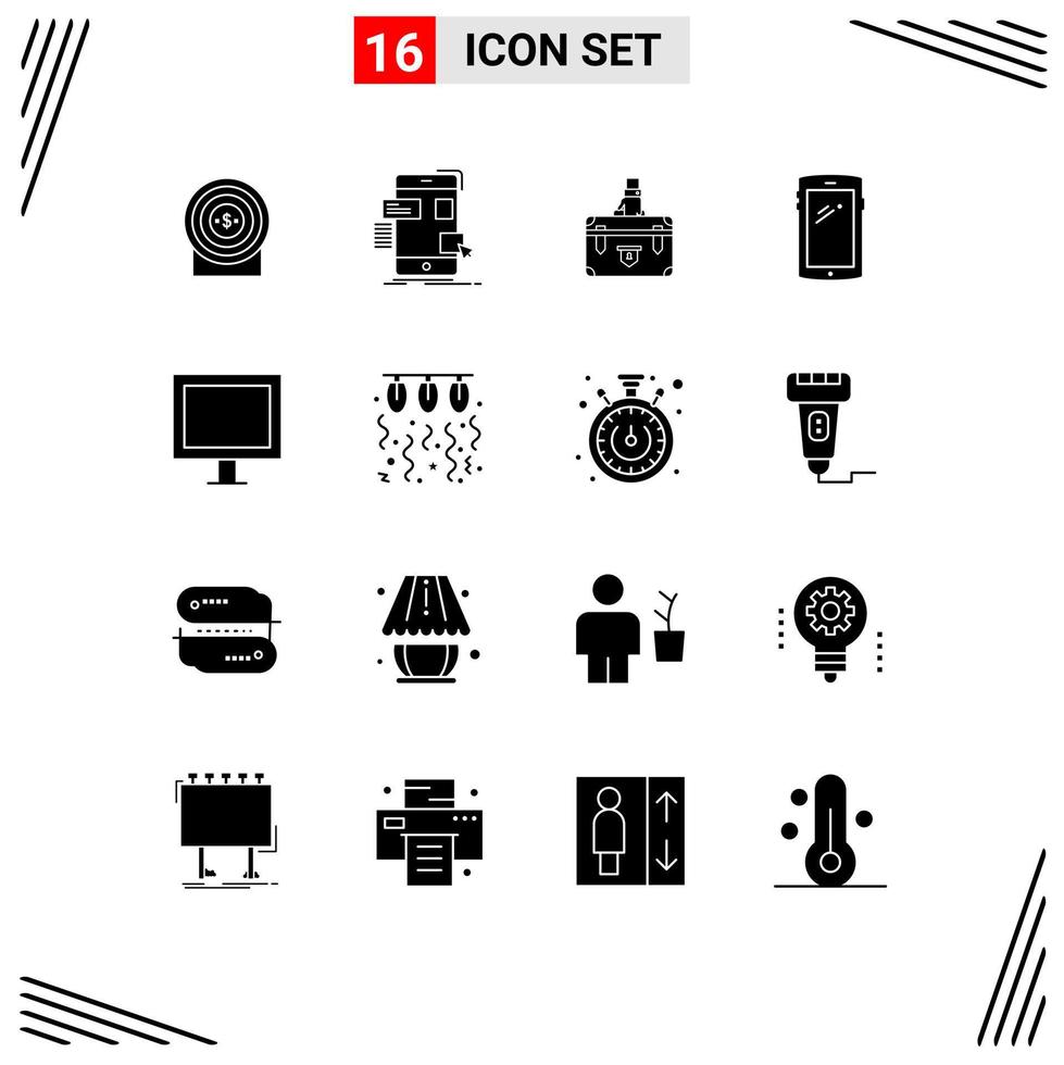 16 iconos creativos, signos y símbolos modernos de la cartera de teléfonos inteligentes, caso de marketing ux, elementos de diseño vectorial editables vector