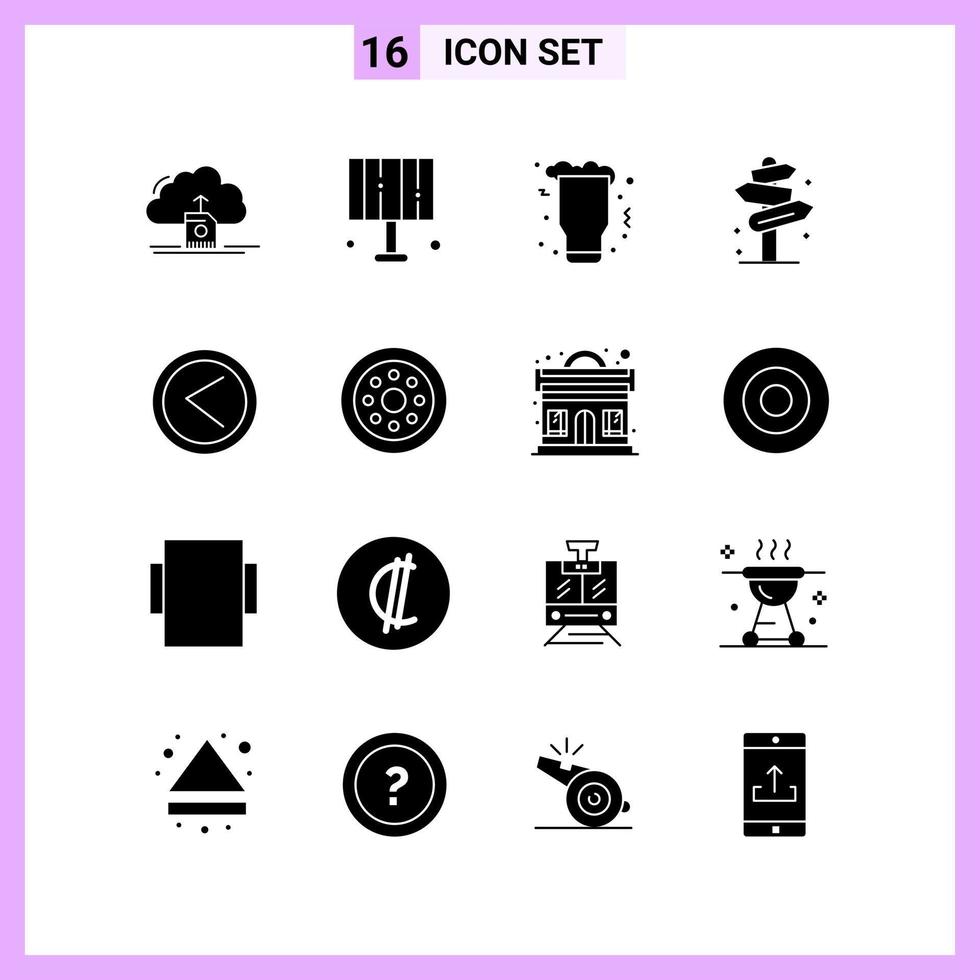 16 Icons in Solid Style Glyph Symbols on White Background Creative Vector Signs for Web mobile and Print Creative Black Icon vector background