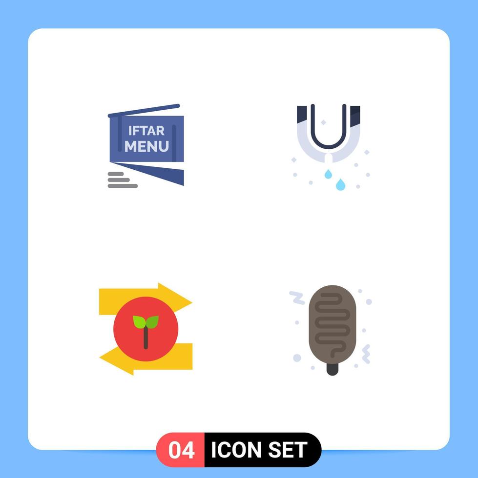 User Interface Pack of 4 Basic Flat Icons of iftar arrow roza mechanical right Editable Vector Design Elements