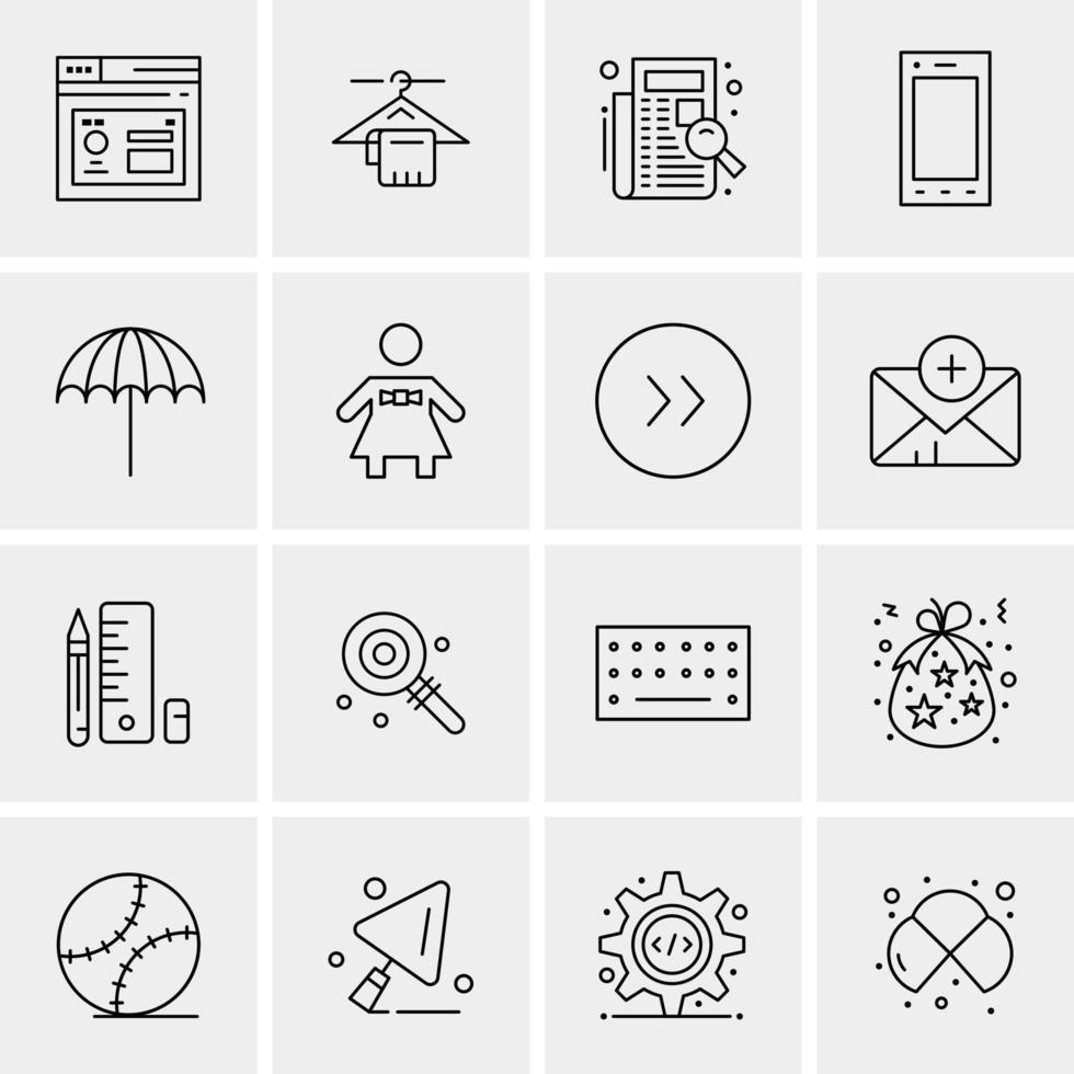 16 iconos de negocios universales vector ilustración de icono creativo para usar en proyectos relacionados con la web y dispositivos móviles