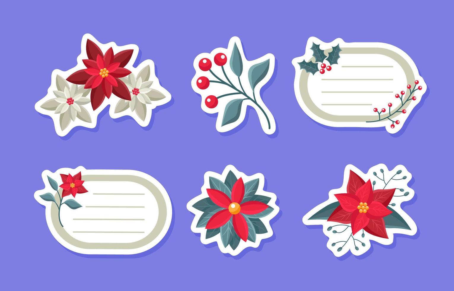 Poinsettias Sticker Journal Templates vector