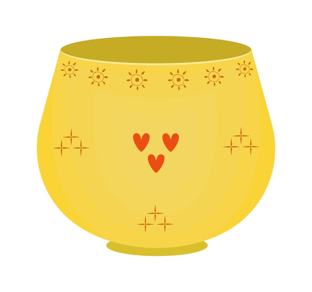 Yellow pot, vase with red details vector