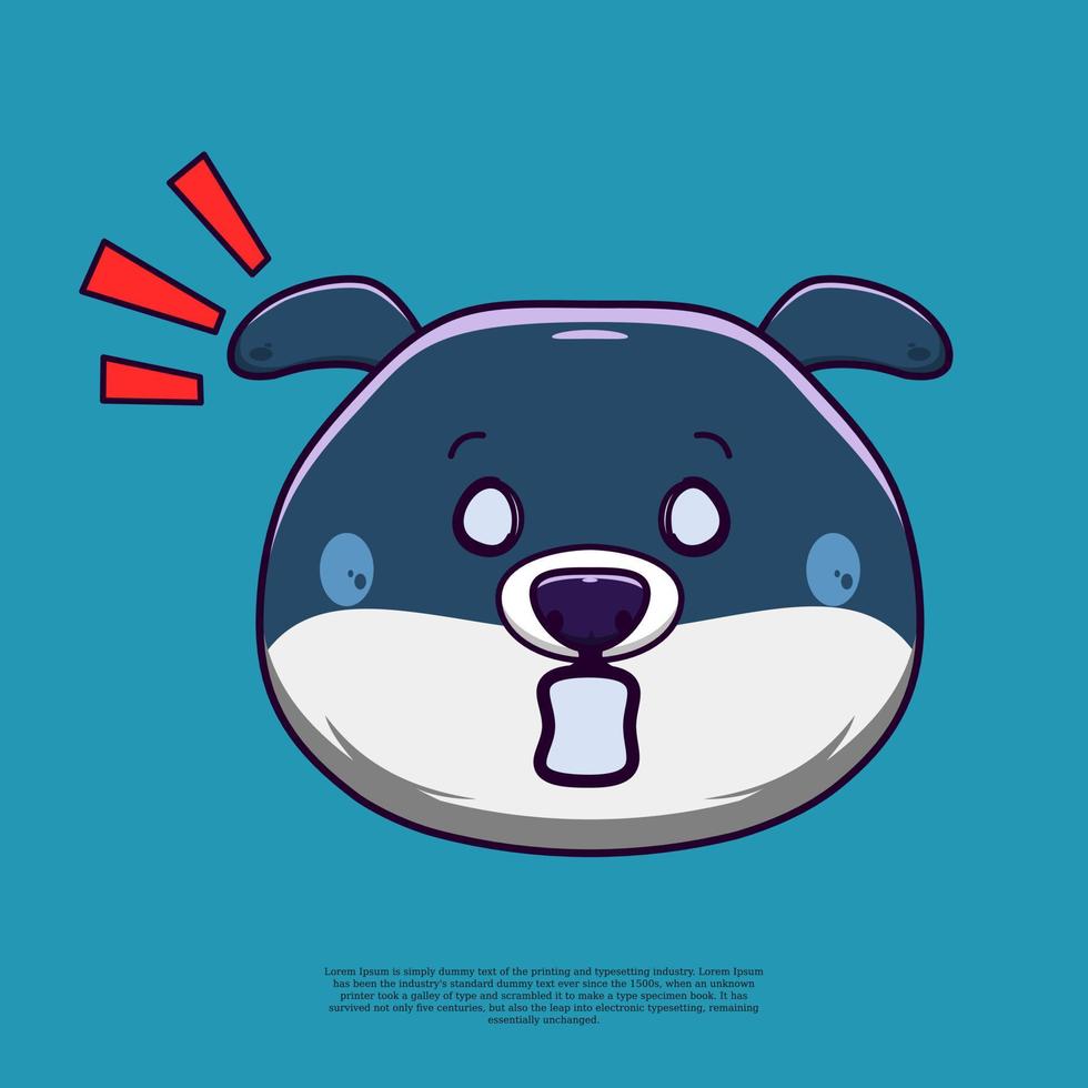 scary cute dog emoticon illustration. flat design cartoon vector