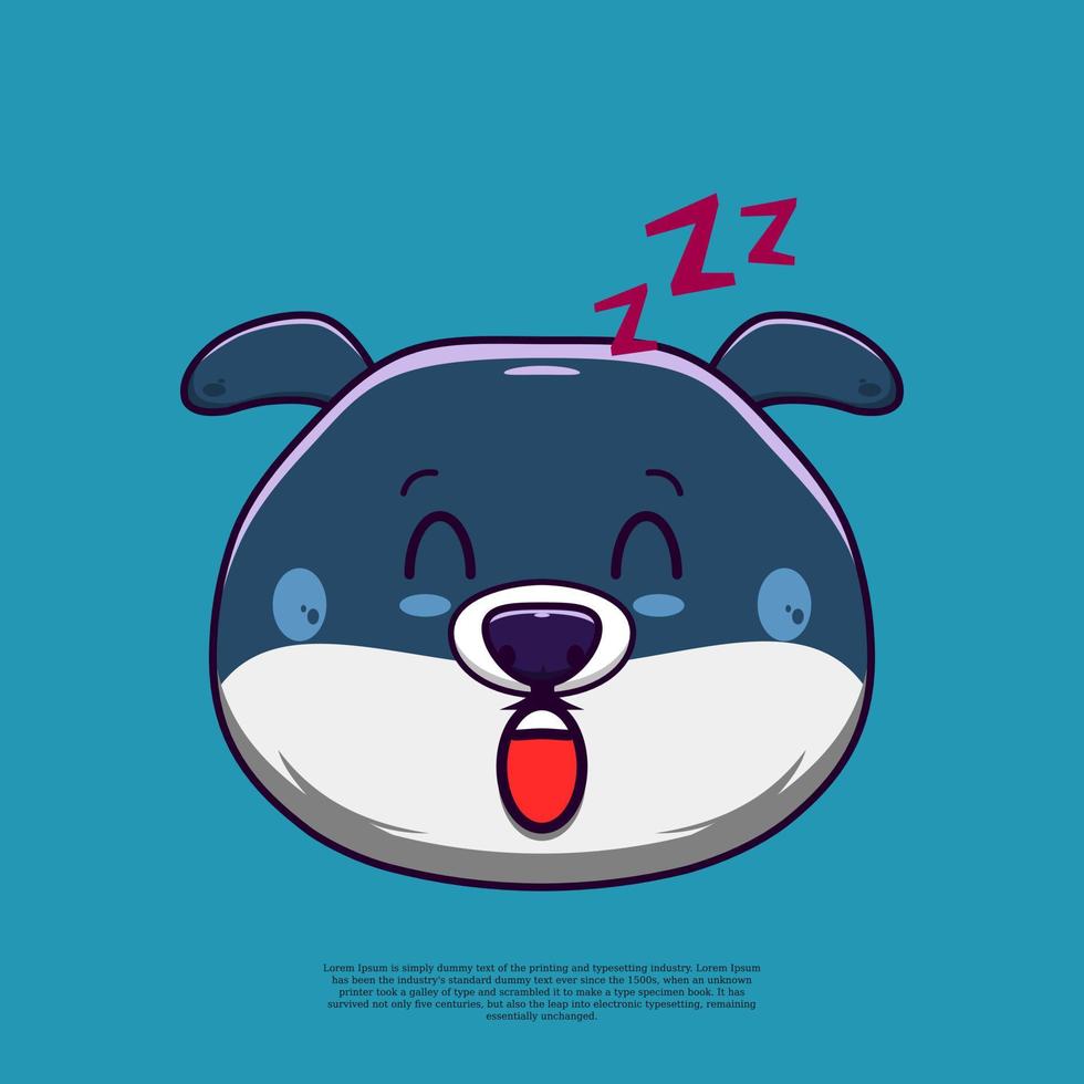 sleep cute dog emoticon illustration. flat design cartoon vector