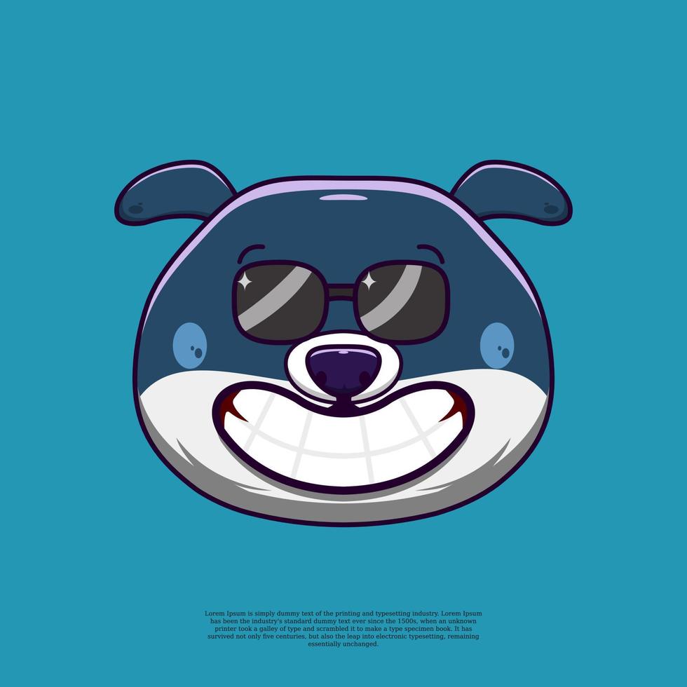cool cute dog emoticon illustration. flat design cartoon vector