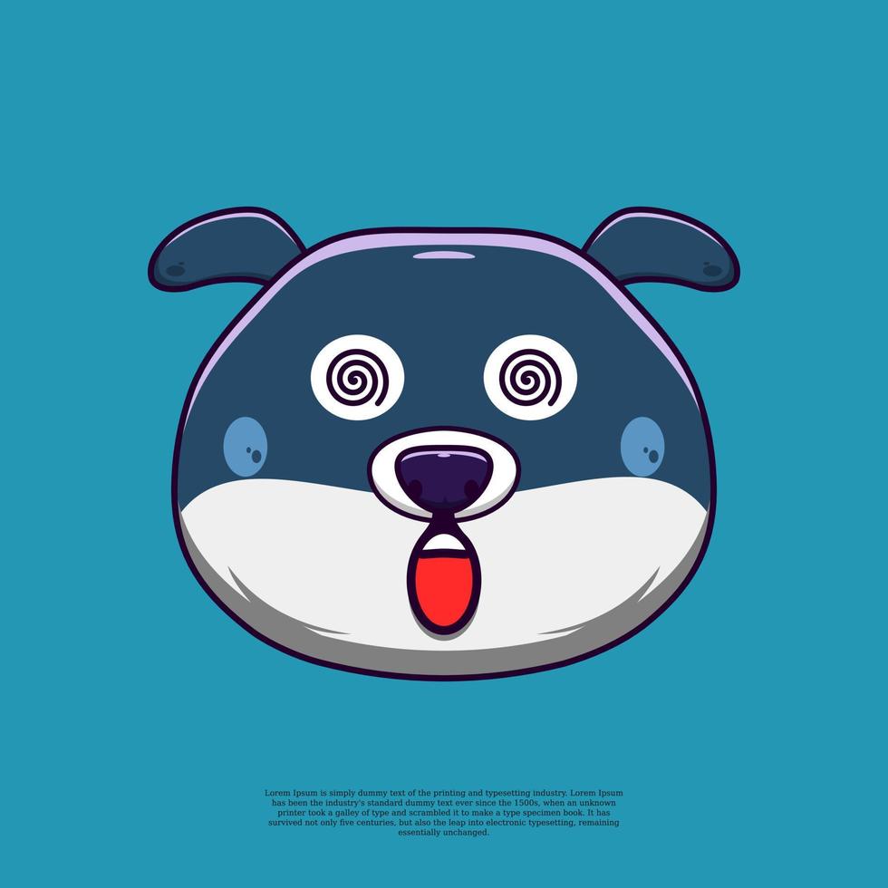 ilustración de emoticono de perro lindo mareado. dibujos animados de diseño plano vector