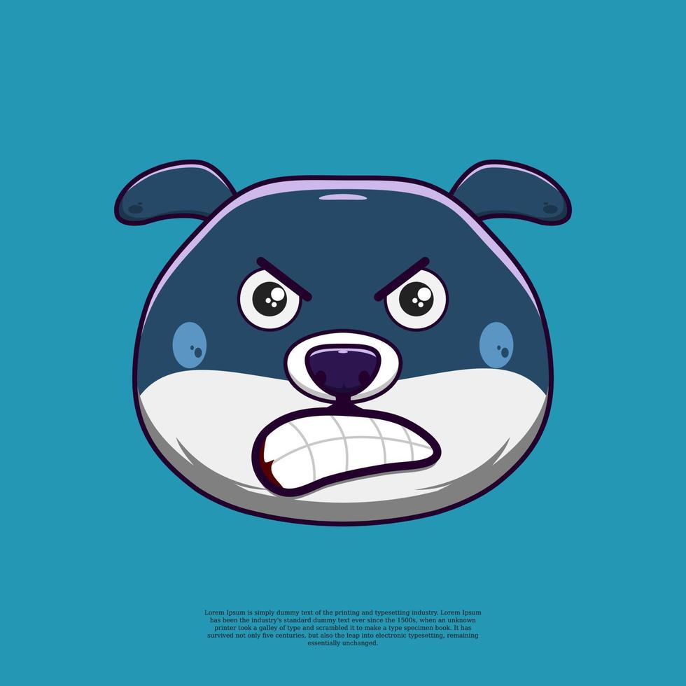 angry cute dog emoticon illustration. flat design cartoon vector