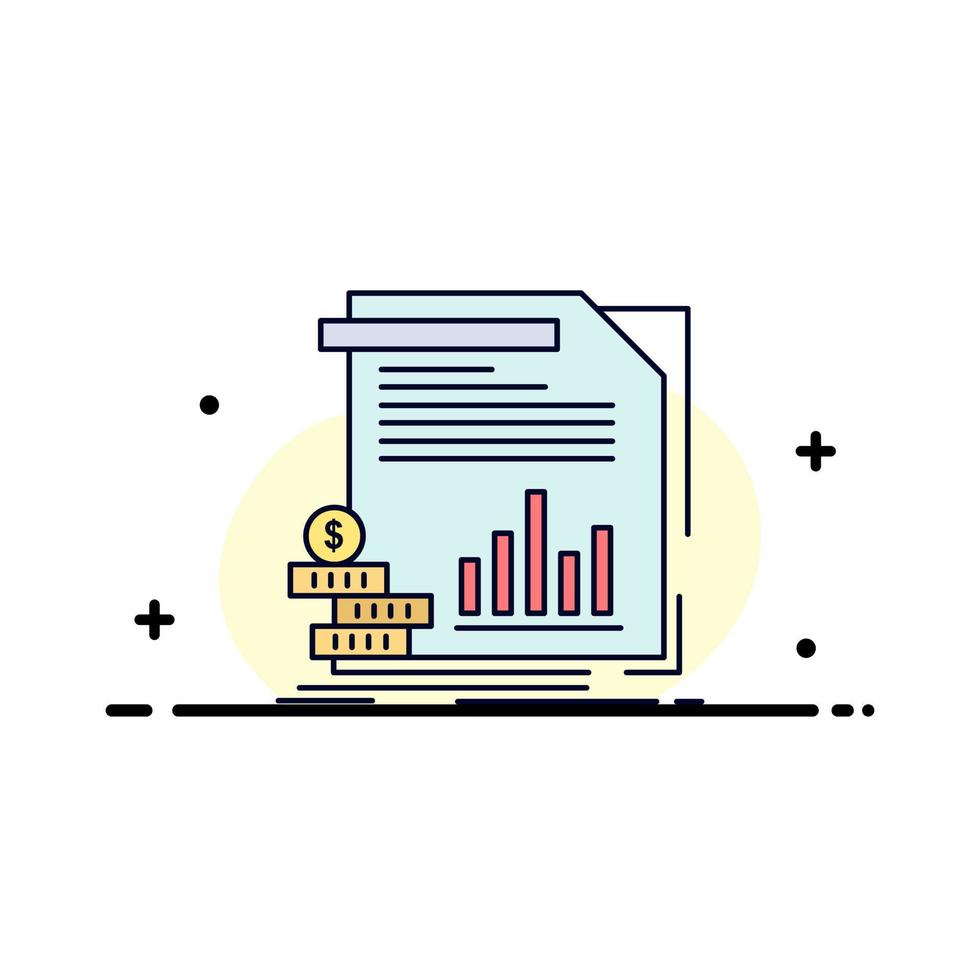 economy finance money information reports Flat Color Icon Vector