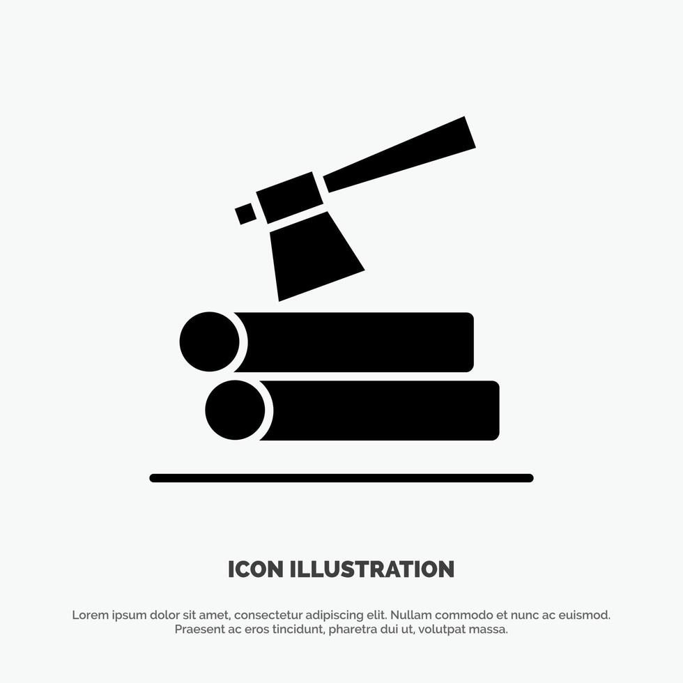 Ax Log Timber Wood solid Glyph Icon vector