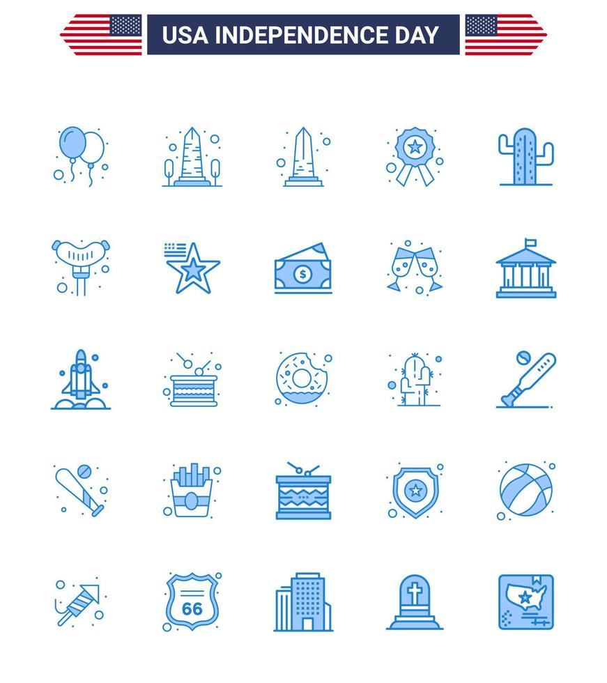 Happy Independence Day Pack of 25 Blues Signs and Symbols for food plent washington usa sign Editable USA Day Vector Design Elements