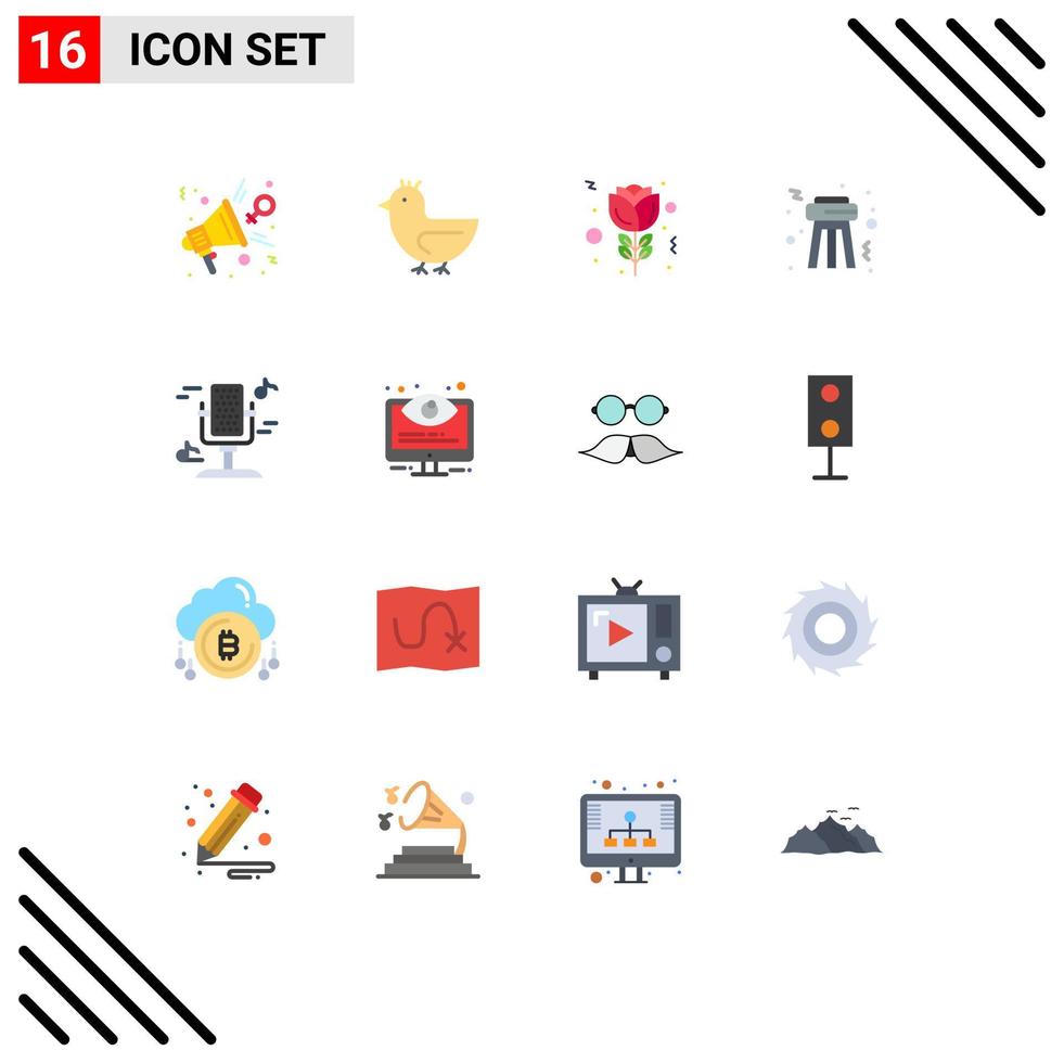 paquete de iconos de vector de stock de 16 signos y símbolos de línea para taburete de fiesta de primavera de audio de música paquete editable de elementos de diseño de vector creativo