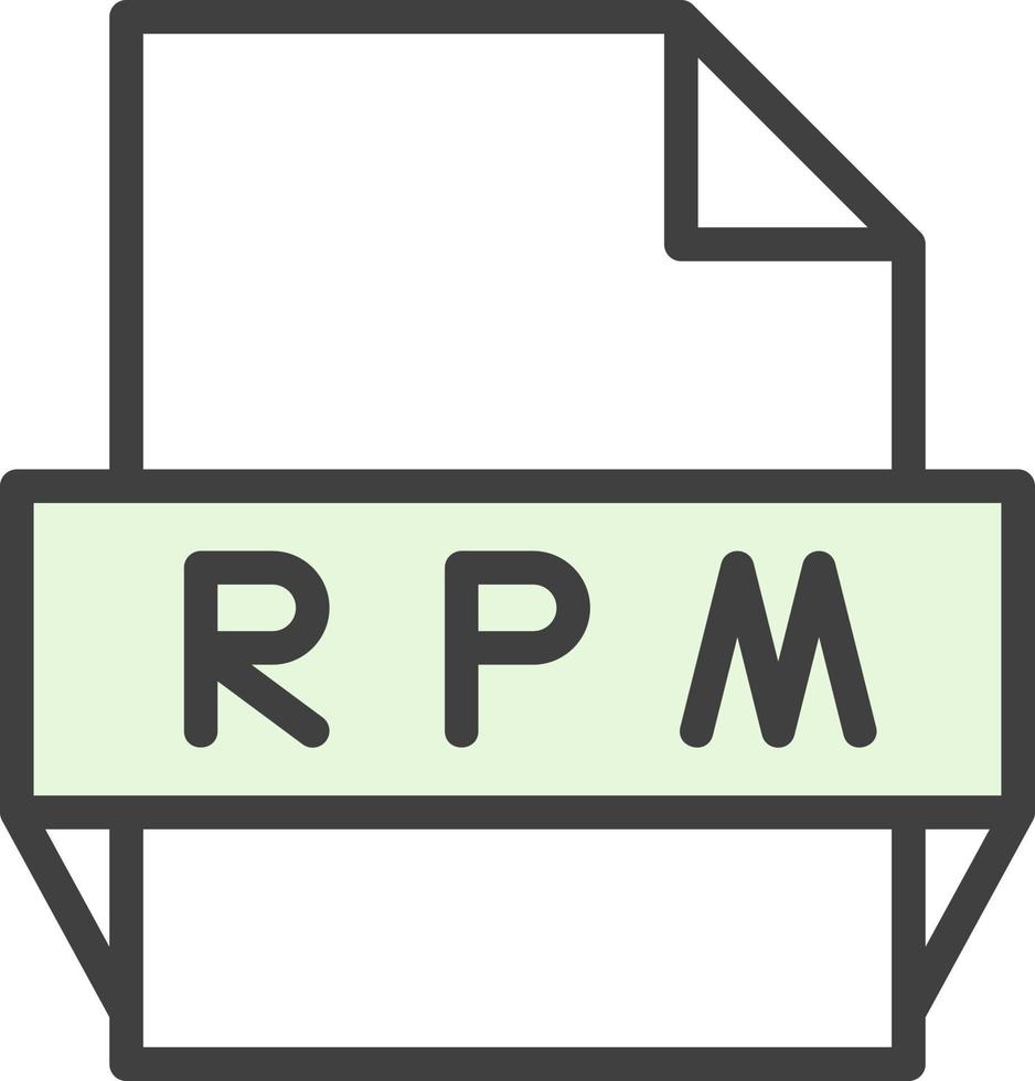 icono de formato de archivo rpm vector