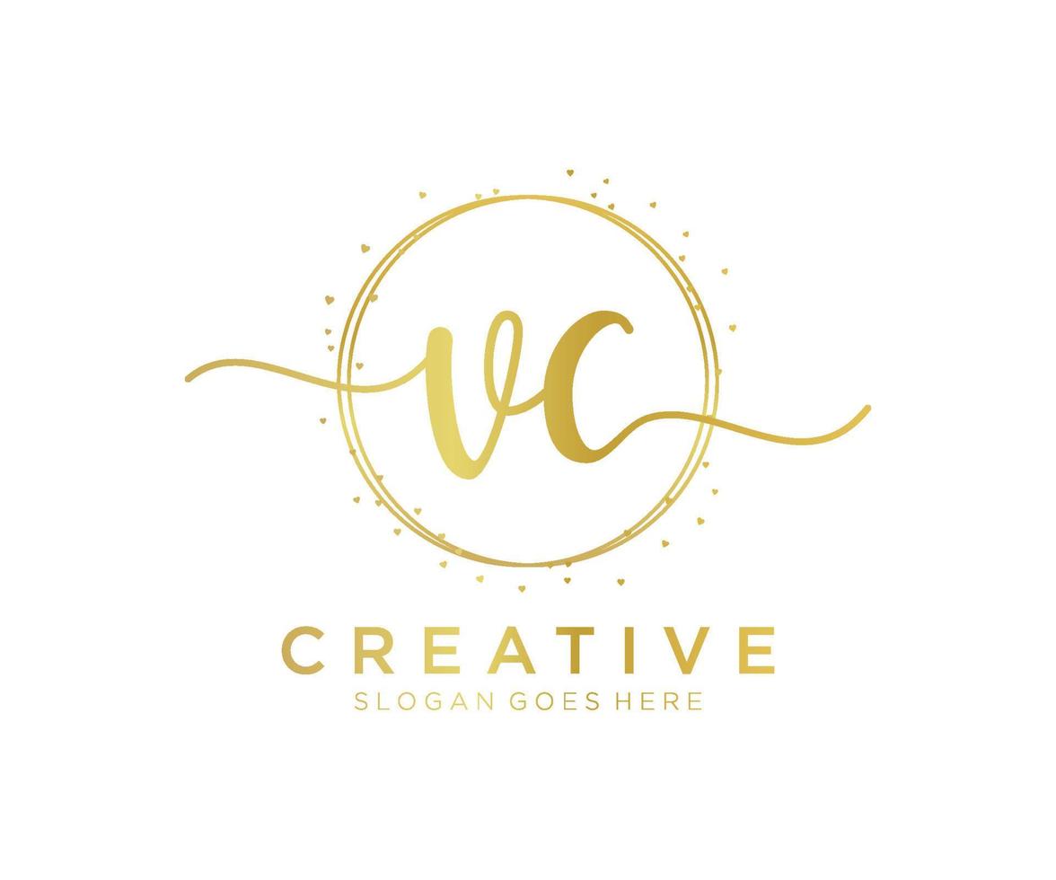 Initial VC feminine logo. Usable for Nature, Salon, Spa, Cosmetic and Beauty Logos. Flat Vector Logo Design Template Element.