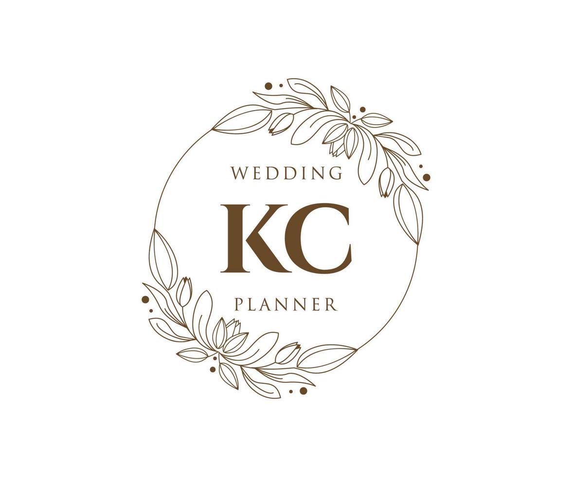 KC Initials letter Wedding monogram logos collection, hand drawn modern minimalistic and floral templates for Invitation cards, Save the Date, elegant identity for restaurant, boutique, cafe in vector