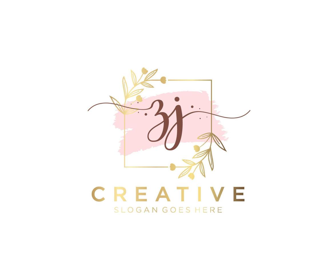 Initial ZJ feminine logo. Usable for Nature, Salon, Spa, Cosmetic and Beauty Logos. Flat Vector Logo Design Template Element.