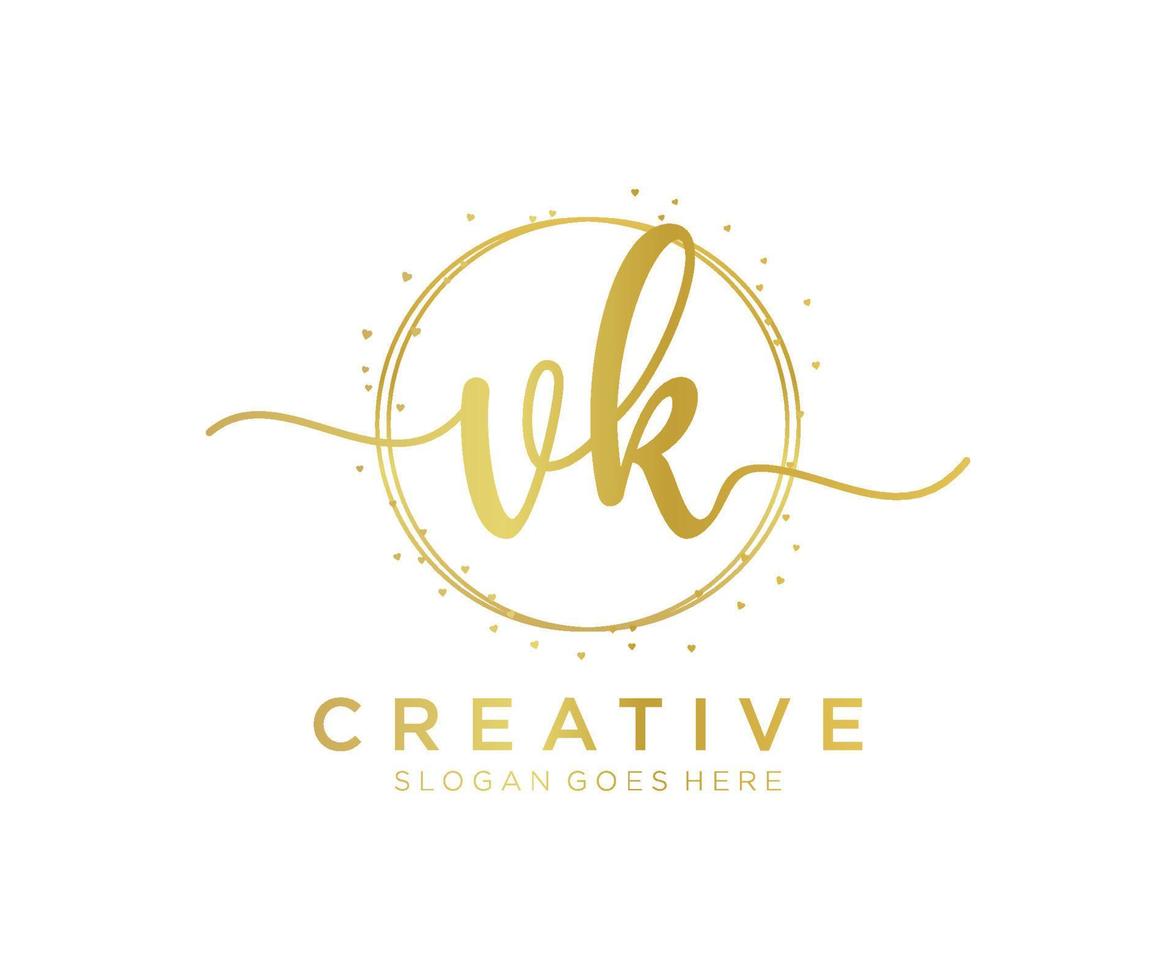 Initial VK feminine logo. Usable for Nature, Salon, Spa, Cosmetic and Beauty Logos. Flat Vector Logo Design Template Element.