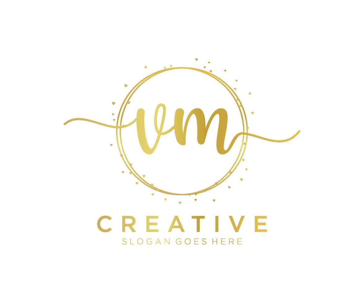 Initial VM feminine logo. Usable for Nature, Salon, Spa, Cosmetic and Beauty Logos. Flat Vector Logo Design Template Element.