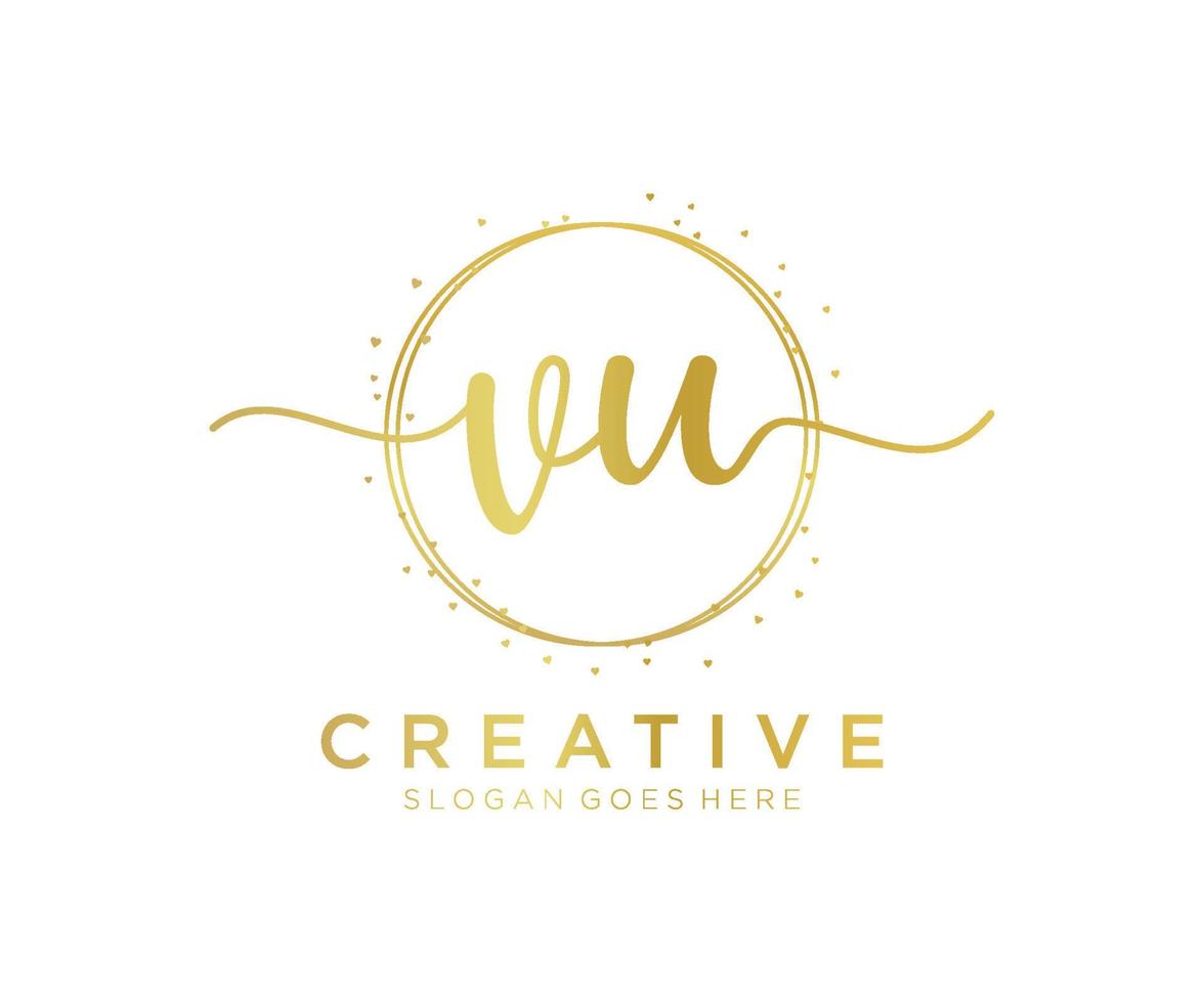 Initial VU feminine logo. Usable for Nature, Salon, Spa, Cosmetic and Beauty Logos. Flat Vector Logo Design Template Element.