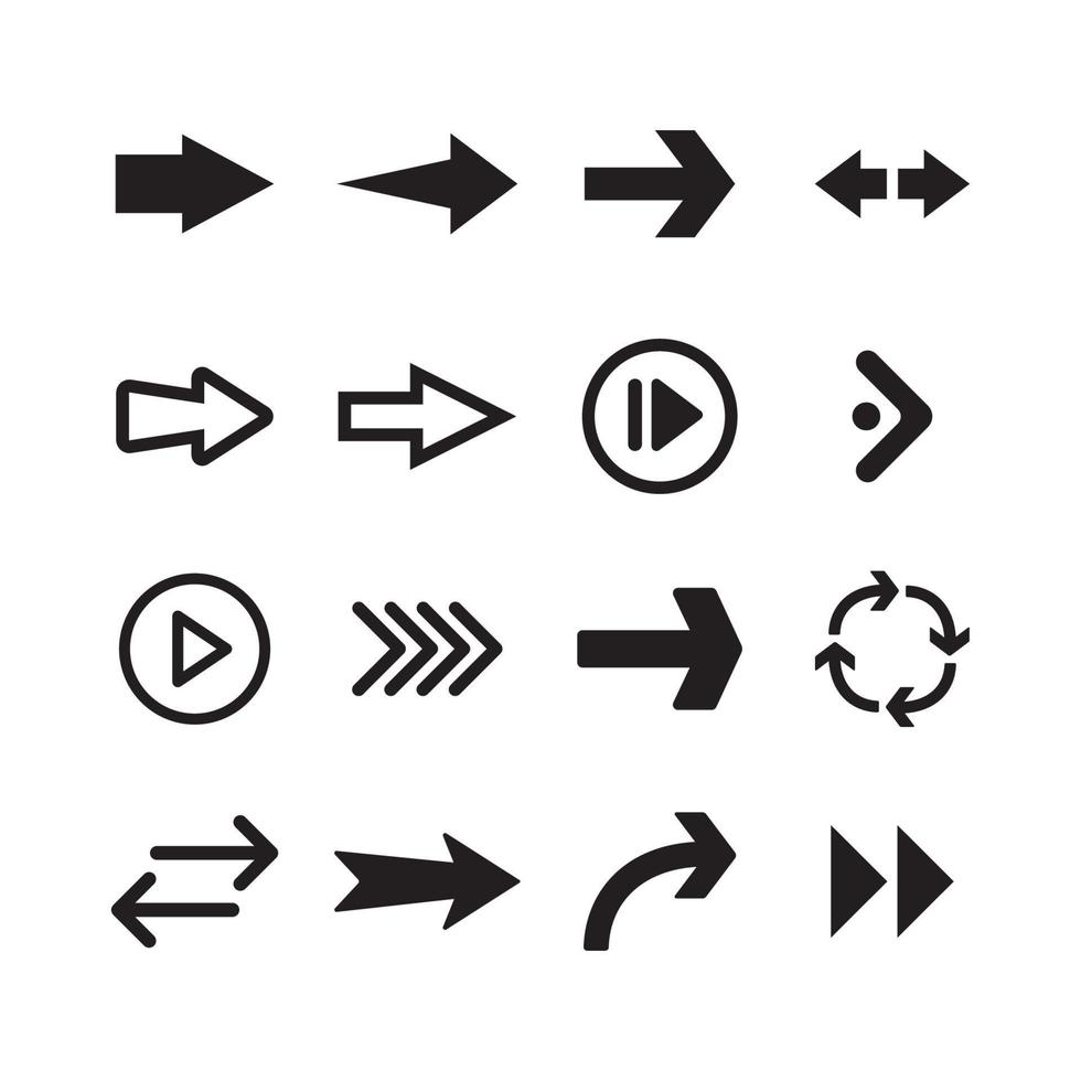 Arrow icons. Simple directional pictogram arrows. vector