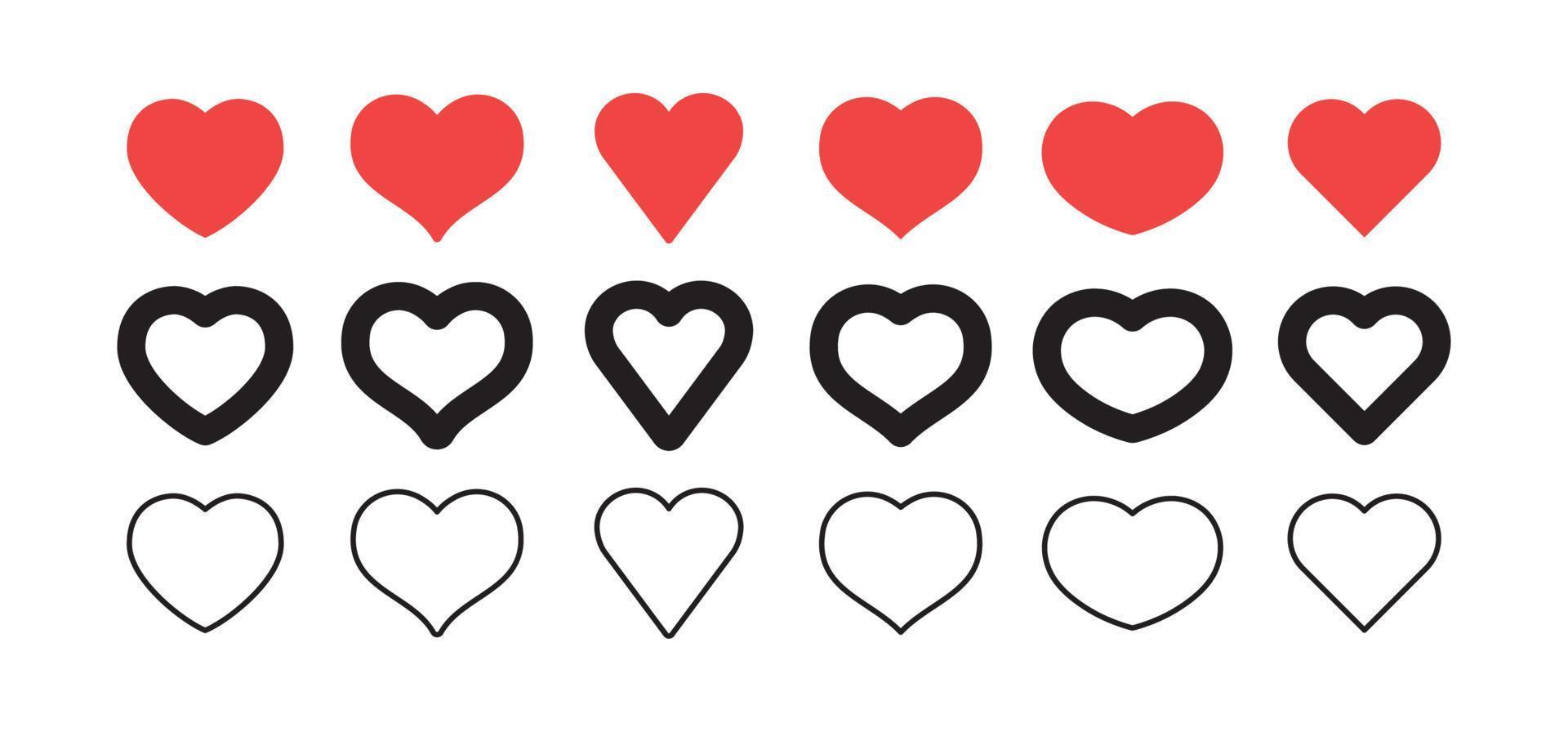 Vector hearts. Heart shape icon collection. Valentines day love symbol.